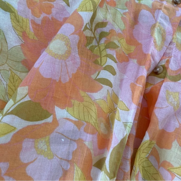 Billabong Midi Button Front Collared Floral Shirt Swim cover up kimono Large - Picture 4 of 13